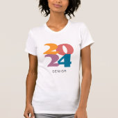 Retro Vibes Afstuderen 2024 Senior gepersonaliseer T-shirt (Voorkant)