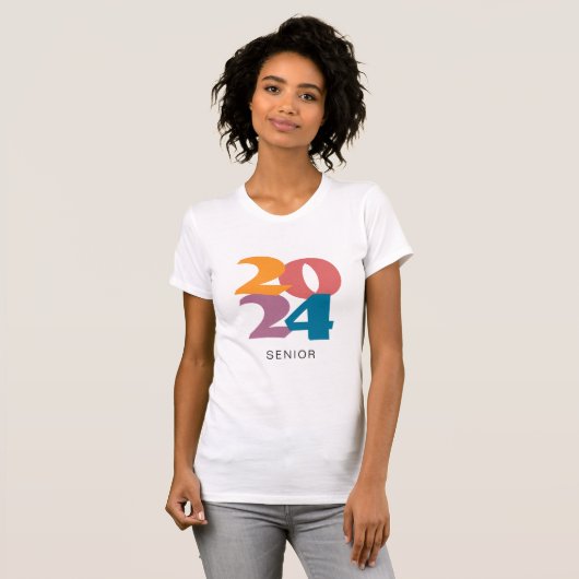 Retro Vibes Afstuderen 2024 Senior gepersonaliseer T-shirt (Voorkant volledig)