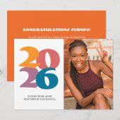 Retro Vibes Afstuderen Celebration Party Aankondiging (Voorkant / Achterkant)