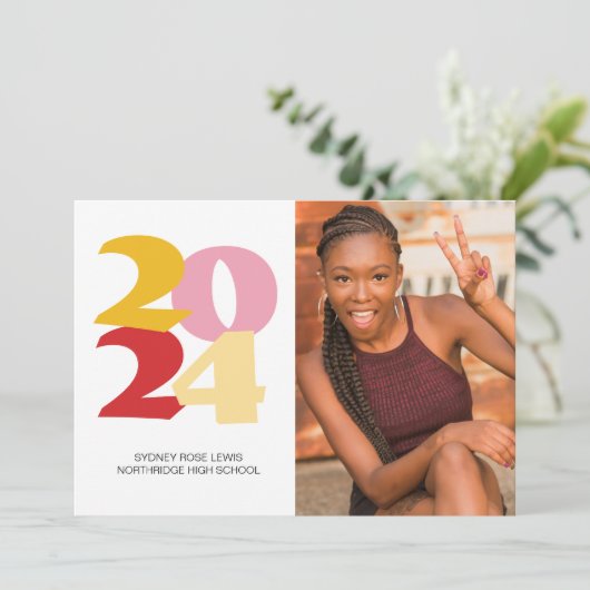 Retro Vibes Afstuderen Celebration Party Aankondiging (Staand voorkant)