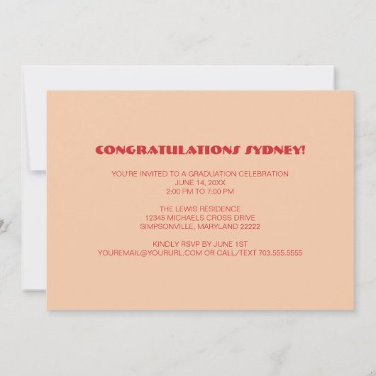 Retro Vibes Afstuderen Celebration Party Aankondiging (Achterkant)