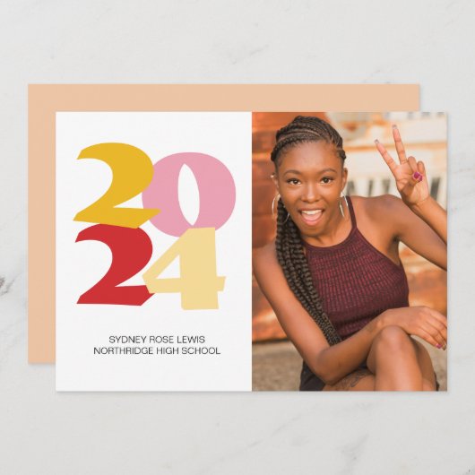 Retro Vibes Afstuderen Celebration Party Aankondiging (Voorkant / Achterkant)