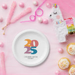 Retro Vibes Afstuderen Celebration Party Papieren Bordje<br><div class="desc">Viel de afstuderen met dit retroBodempapier bord. Alle tekst en kleuren kunnen worden aangepast.</div>