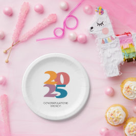 Retro Vibes Afstuderen Celebration Party Papieren Bordje