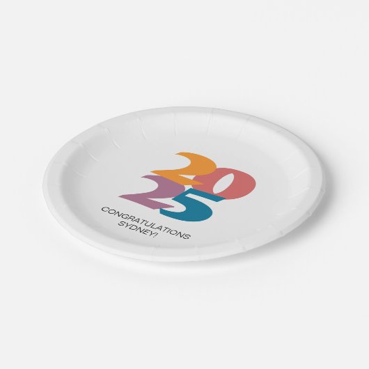 Retro Vibes Afstuderen Celebration Party Papieren Bordje (Gekanteld)