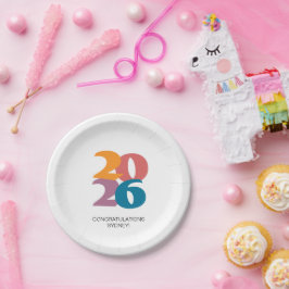 Retro Vibes Afstuderen Celebration Party Papieren Bordje