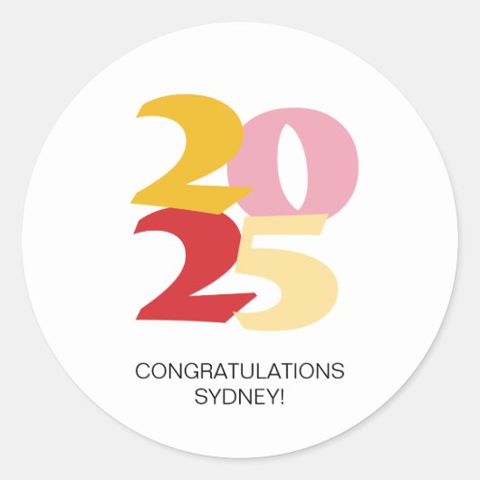 Retro Vibes Afstuderen Celebration Party Ronde Sticker (Voorkant)