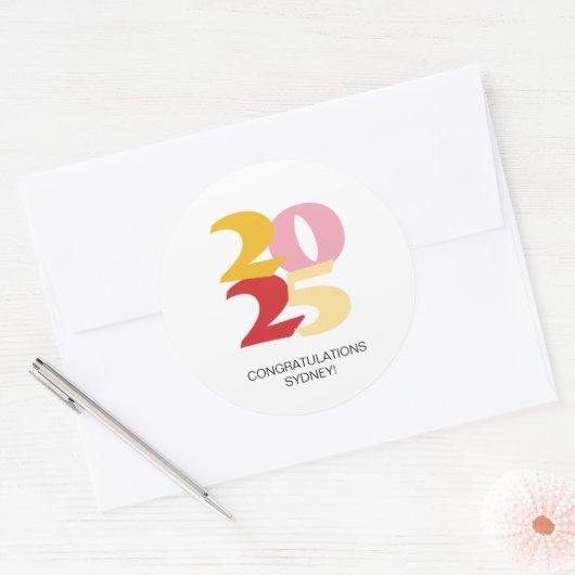Retro Vibes Afstuderen Celebration Party Ronde Sticker (Envelop)