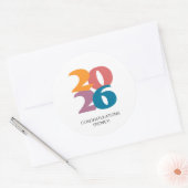 Retro Vibes Afstuderen Celebration Party Ronde Sticker (Envelop)