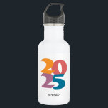 Retro Vibes Afstuderen Klasse van 2025 Waterfles<br><div class="desc">Viel de afstuderen flacon met retro-water. Alle tekst en kleuren kunnen worden aangepast.</div>