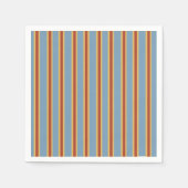 Retro Vibes Blauw Bruin Mosterd Gestreept Servet (Voorkant)