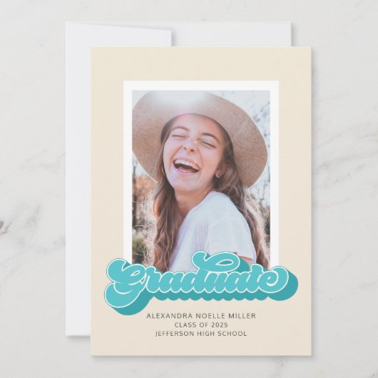 Retro Vibes (Blauwgroen) Aankondiging Afstuderen f (Voorkant)