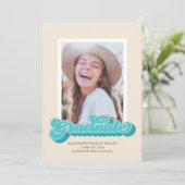 Retro Vibes (Blauwgroen) Aankondiging Afstuderen f (Staand voorkant)