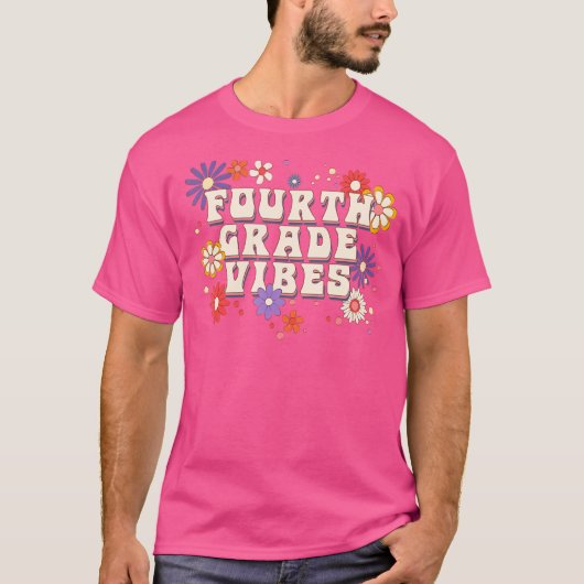 Retro Vibes Boho Floral Hippie Teache T-shirt (Voorkant)