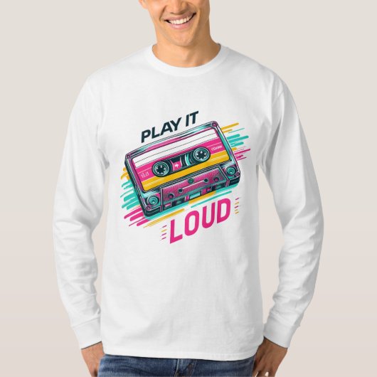 Retro Vibes Cassette - Speel het luid T-shirt (Voorkant)