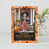 Retro Vibes Custom Photo Happy Halloween Feestdagenkaart (Staand voorkant)