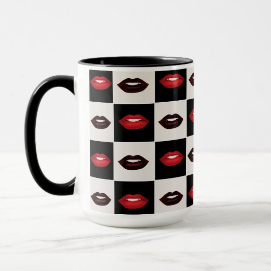 Retro Vibes dambord | rode lippen Mok (Links)