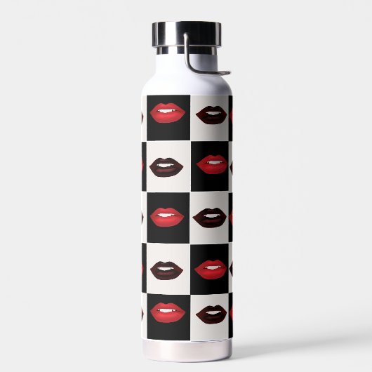 Retro Vibes dambord | rode lippen Waterfles (Links)