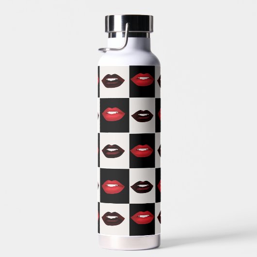 Retro Vibes dambord | rode lippen Waterfles (Rechts)