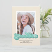 Retro Vibes (Groene foto) Aankondiging Afstuderen (Staand voorkant)