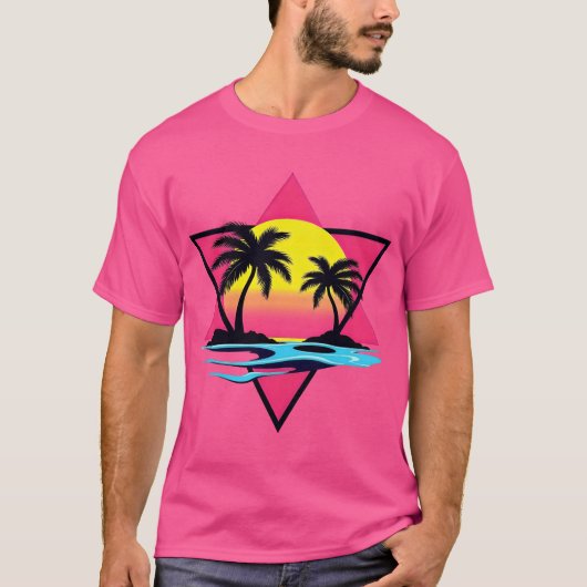 Retro Vibes: het Vaporwave Sunset T-shirt (Voorkant)
