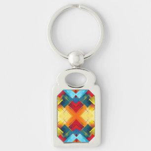 Retro Vibes In Kleuren: Stijlvolle Geometrische Vo Sleutelhanger