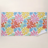 Retro vibes kleurrijke bloemen strandlaken (Voorkant)