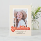 Retro Vibes (koraal) Aankondiging Afstuderen foto' (Staand voorkant)