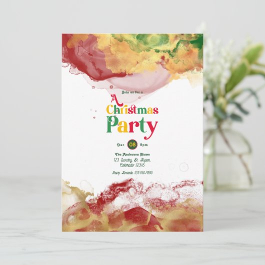 Retro Vibes met Alcohol Ink Flair Kerstfeest Kaart (Staand voorkant)