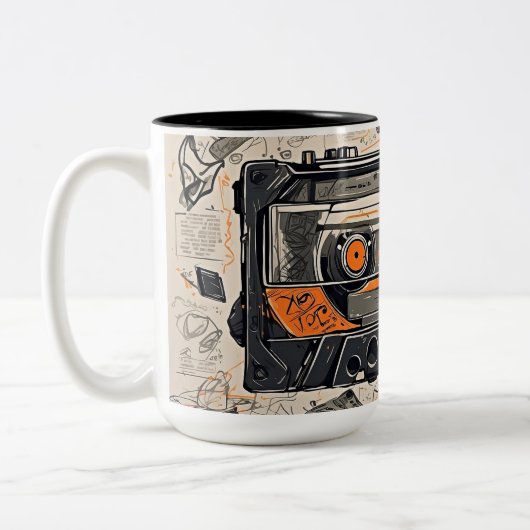 Retro Vibes - Mixtape Tweekleurige Koffiemok (Links)
