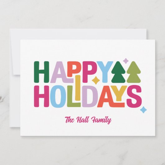 Retro Vibes Multi-Color Holiday Card Feestdagenkaart (Voorkant)