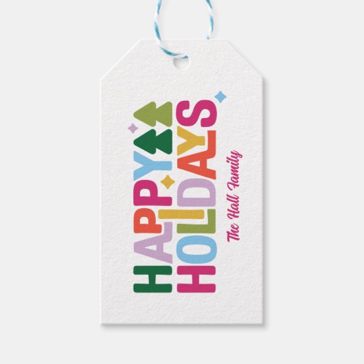 Retro Vibes Multi-Kleur Cadeaubijslage Cadeaulabel (Voorkant)