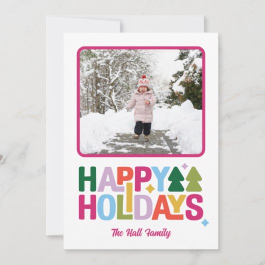 Retro Vibes Multi-Kleur Kerstkaart (Voorkant)