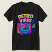 Retro Vibes Neon Cassettespeler T-shirt (Design voorkant)