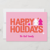 Retro Vibes Oranje en Roze Kerstkaart (Voorkant)