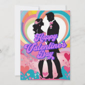 Retro vibes paar Happy Valentijn's Day kaart (Voorkant)