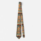 Retro Vibes Patroon RVP01A.D Bruin BG Stropdas (Voorkant)