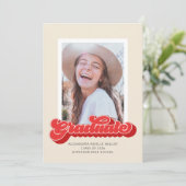 Retro Vibes (Rood) Foto Afstudeer Uitnodiging (Staand voorkant)