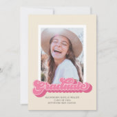 Retro Vibes (roze) Aankondiging van Afstuderen fot (Voorkant)