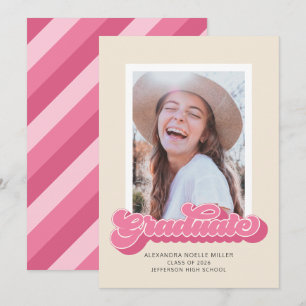 Retro Vibes (roze) Aankondiging van Afstuderen fot
