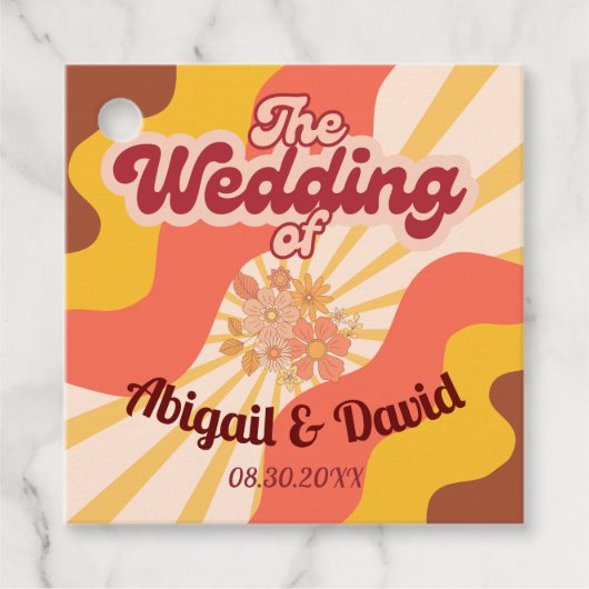 Retro Vibes Vintage bruiloft Bedankjes Labels (Voorkant)