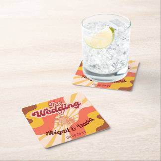 Retro Vibes Vintage bruiloft Kartonnen Onderzetters