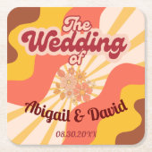 Retro Vibes Vintage bruiloft Kartonnen Onderzetters (Voorkant)