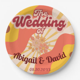 Retro Vibes Vintage bruiloft Papieren Bordje