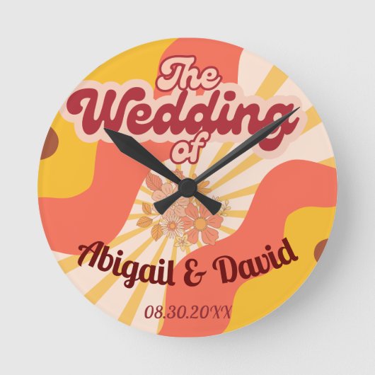 Retro Vibes Vintage bruiloft Ronde Klok (Voorkant)