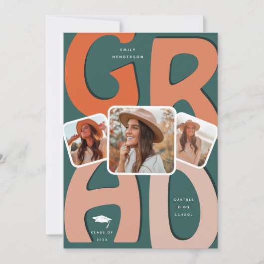 Retro vibes voor een tijdloos feest! Afgestudeerd Kaart (Voorkant)