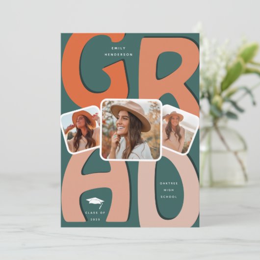 Retro vibes voor een tijdloos feest! Afgestudeerd Kaart (Staand voorkant)