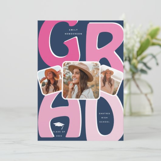 Retro vibes voor een tijdloos feest! Afgestudeerd Kaart (Staand voorkant)