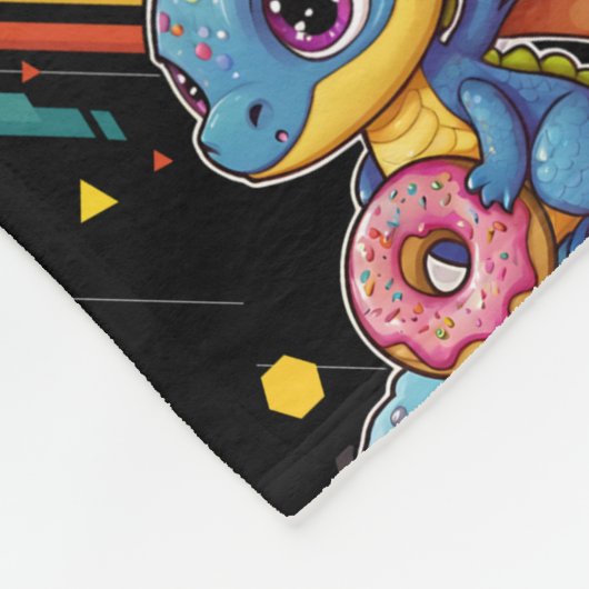 Retro Vibing Schattige Dragon Pattern Fleece Deken (Hoek)