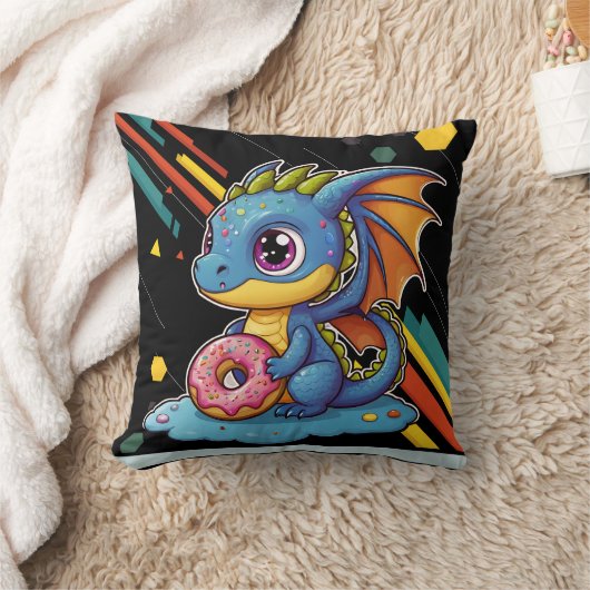 Retro Vibing Schattigee Dragon Big Print Kussen (Deken)